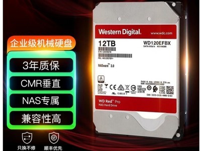 西部数据 红盘Plus 12TB 7200转 256MB SATA3（WD120EFBX）